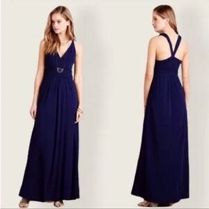 Maeve Anthropologie navy size 4P Yuma sleeveless maxi dress zip side